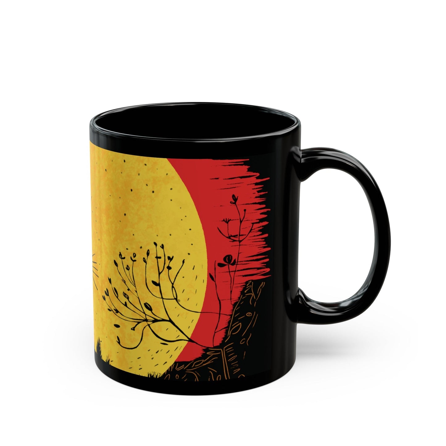 11oz Black Cat Moon Mug - Glow Bat