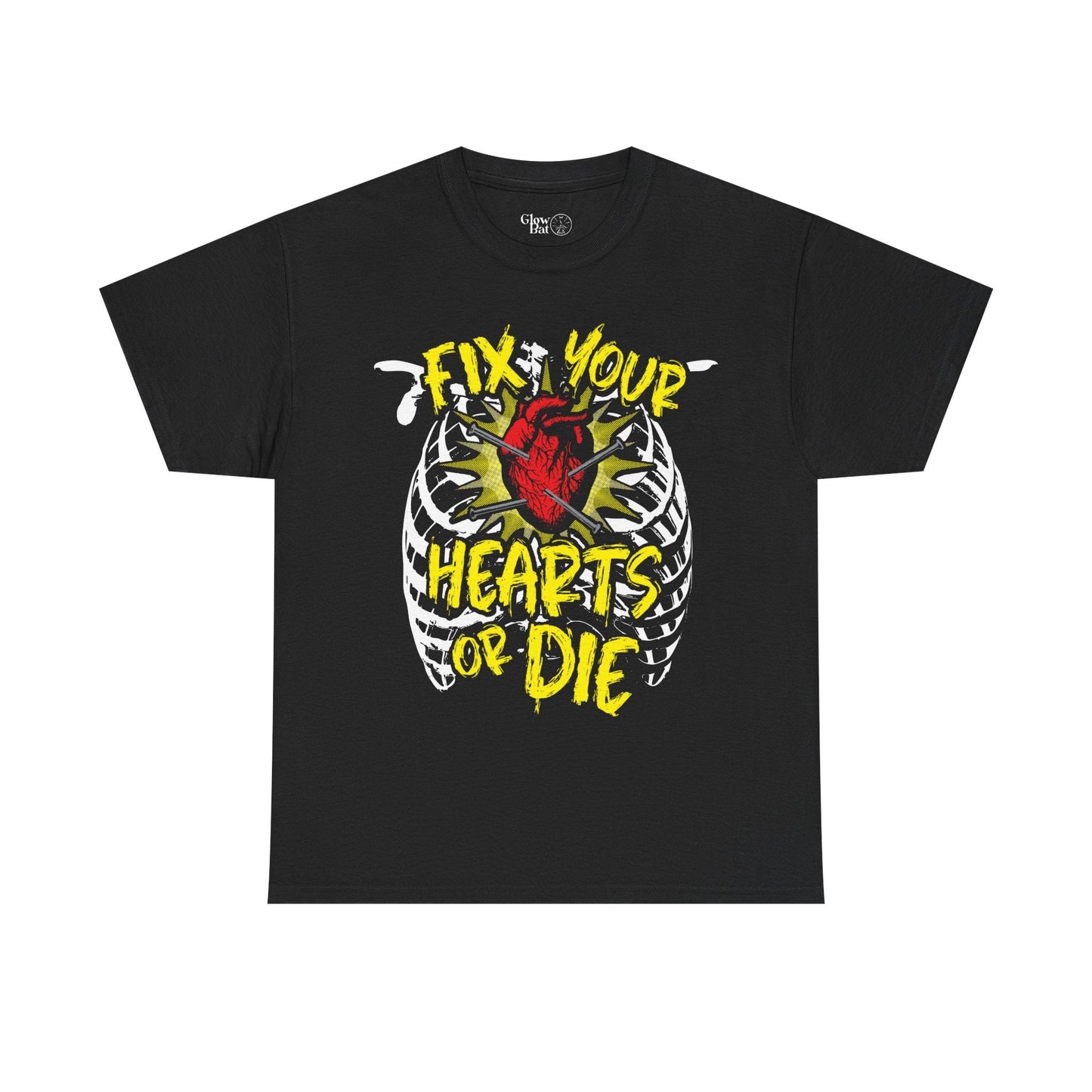 Fix Your Hearts or Die Unisex T-Shirt - Glow Bat