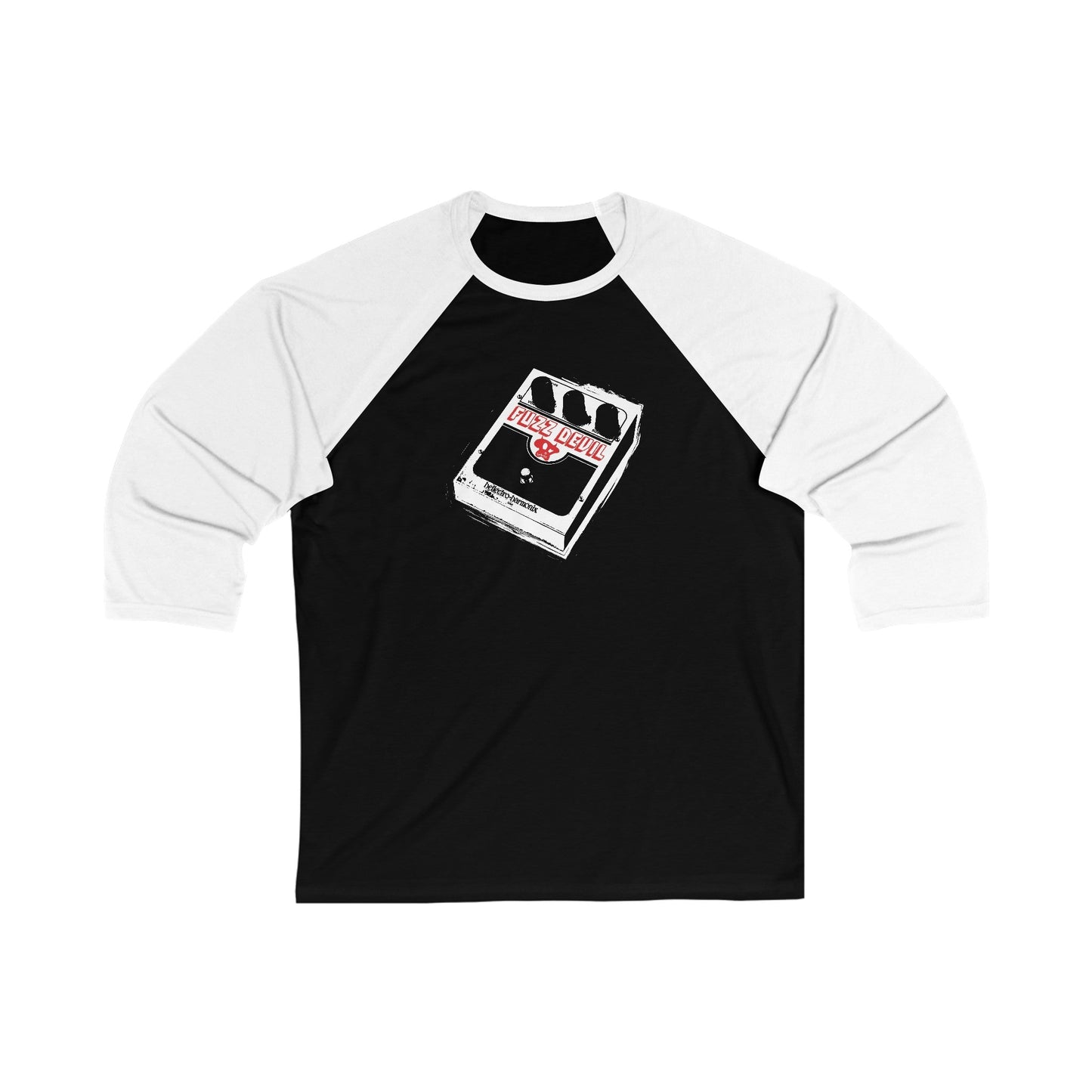 Fuzz Devil Big Muff Pedal Parody Raglan Tee - Glow Bat