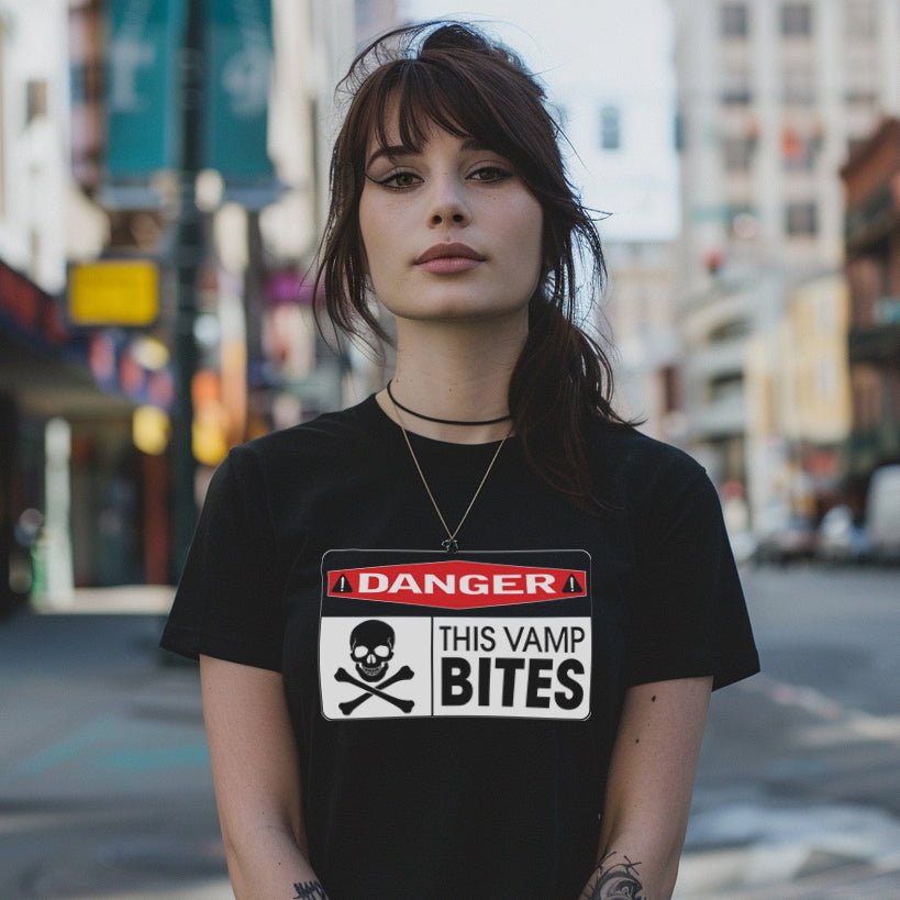 Vampire Danger Warning T-Shirt - Glow Bat