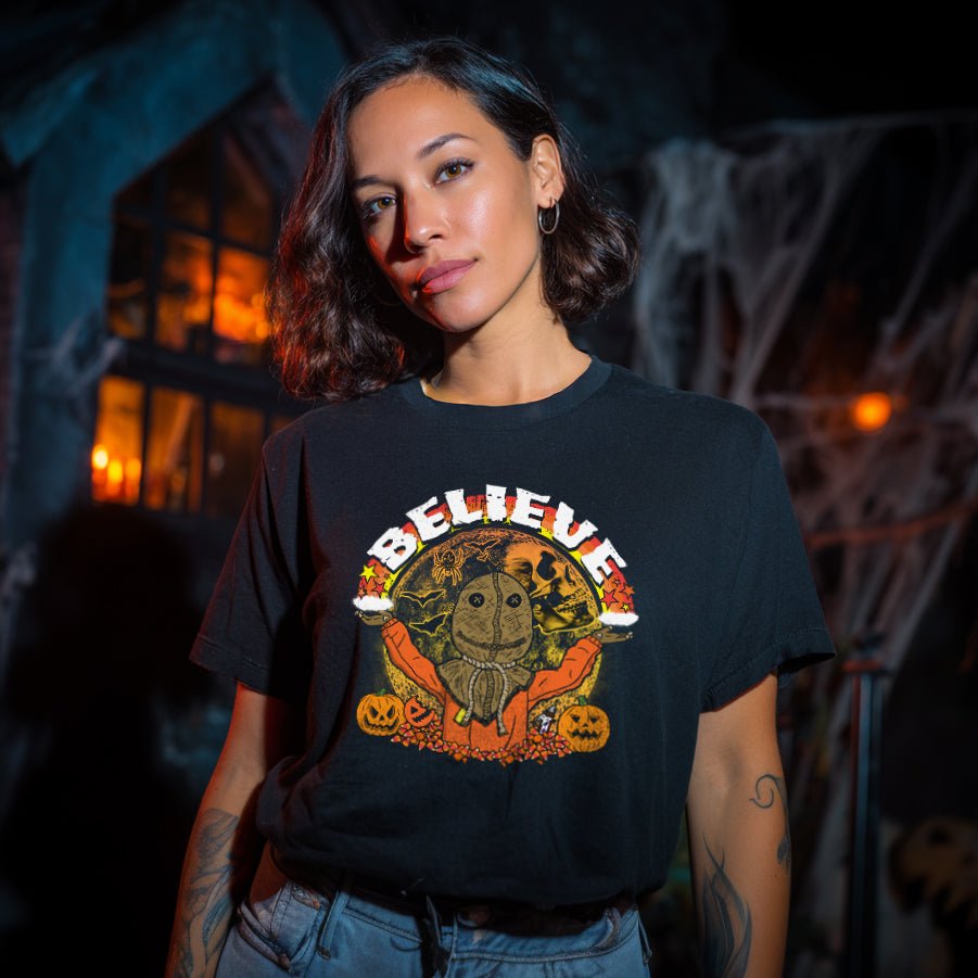 Believe in the Halloween Spirit Unisex Cotton Tee - Glow Bat
