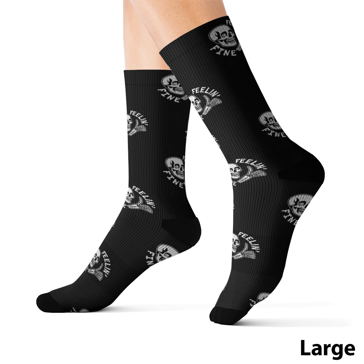 Feelin' Fine Thumbs Up Skeleton Socks - Glow Bat