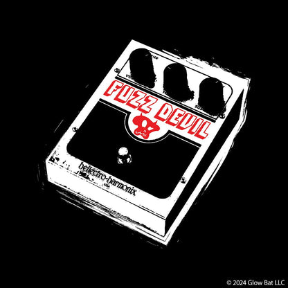 Fuzz Devil Big Muff Pedal Parody Raglan Tee - Glow Bat