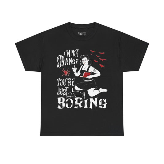 I'm Not Strange You're Just Boring Pinup Unisex T-Shirt - Glow Bat