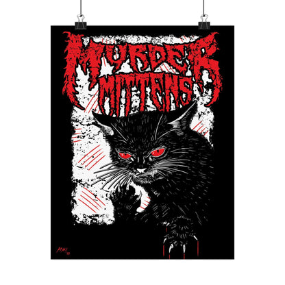 Murder Mittens Death Metal Cat 11" x 14" Matte Vertical Poster - Glow Bat
