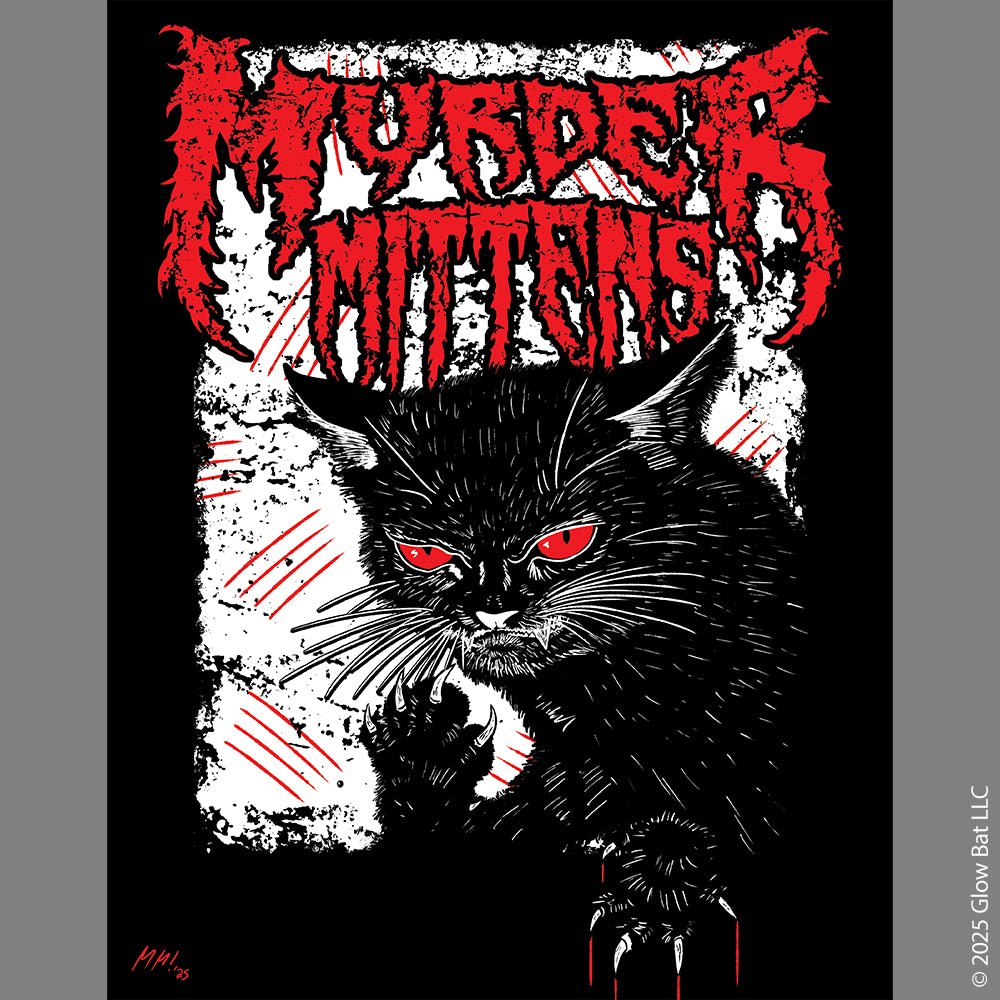 Murder Mittens Death Metal Cat 11" x 14" Matte Vertical Poster - Glow Bat