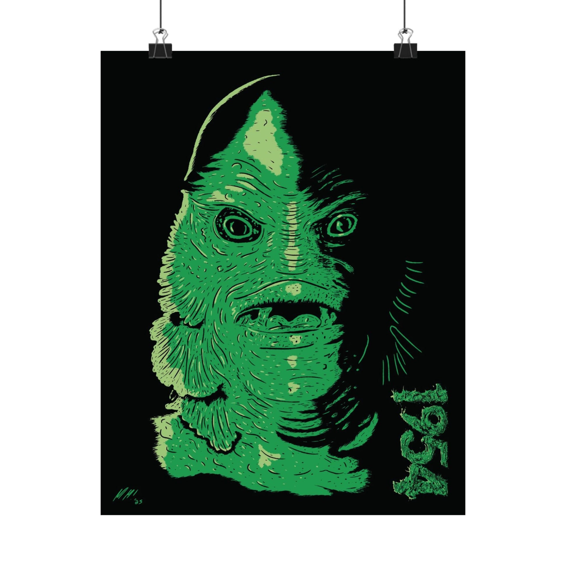 The Creature 1954 Classic Horror Movie 11" x 14" Matte Vertical Poster - Glow Bat