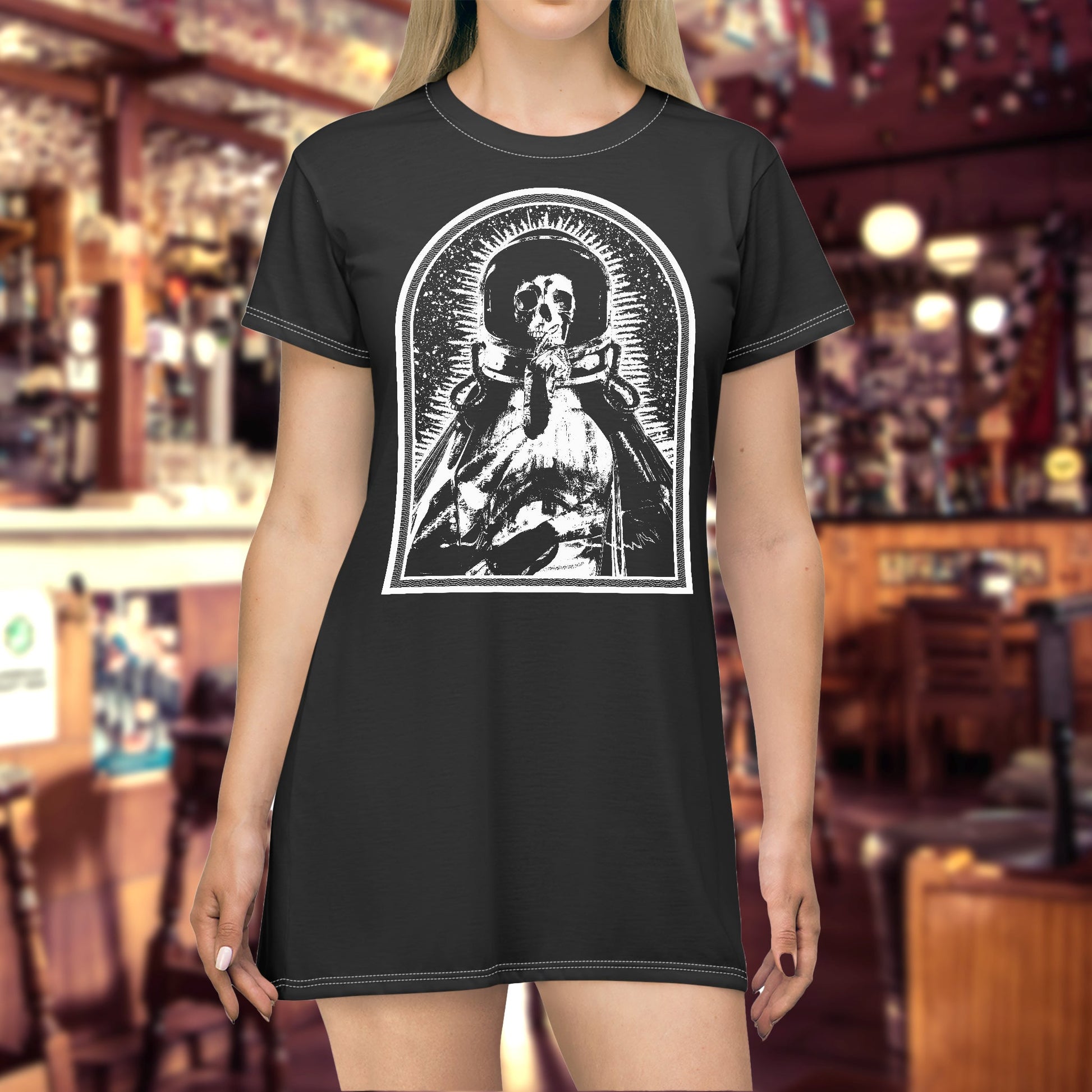 skeleton t shirt dress Black Plus Halloween Skeleton Print T-Shirt Dress